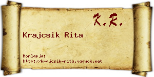 Krajcsik Rita névjegykártya